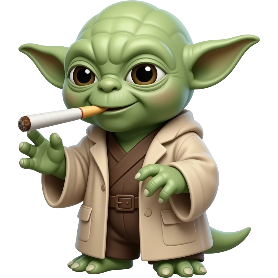 Créer moi yoda entrain de rouler un joint emoji