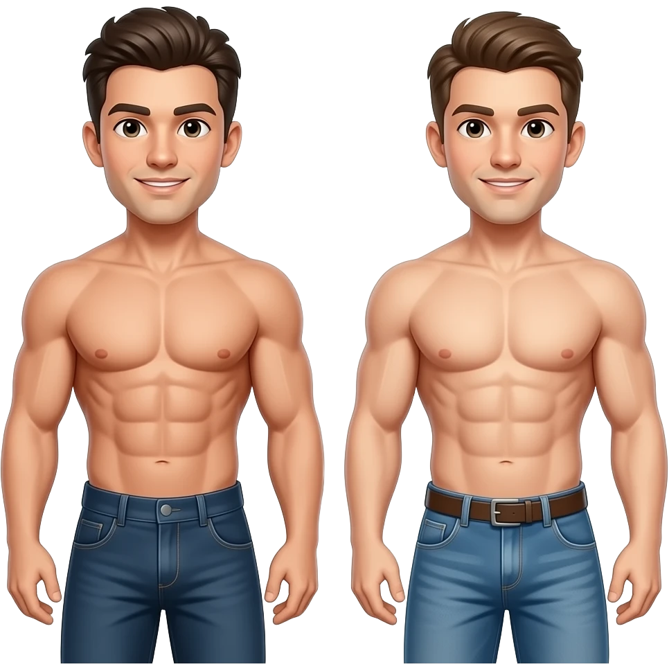 dos cuerpos uno con musculo y otro sin musculo emoji