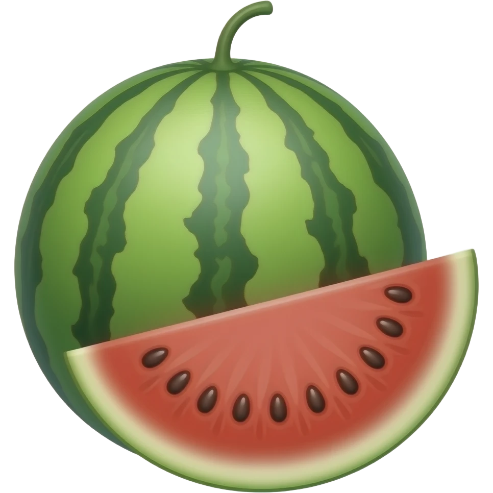 ripe whole and one sliced triangular watermelon emoji
