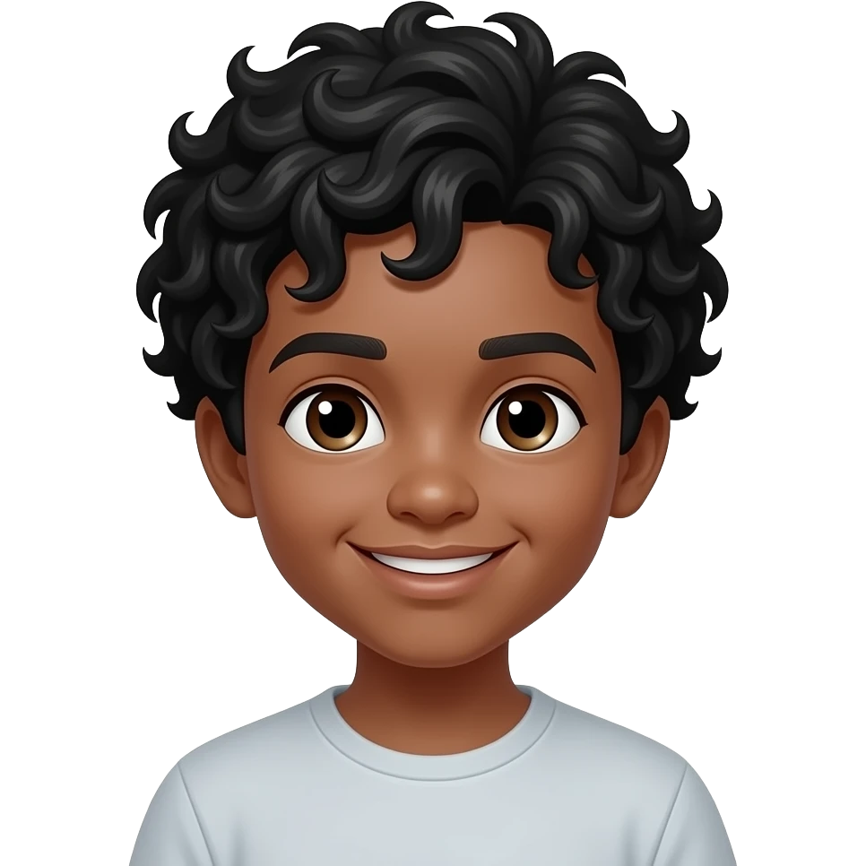 niño con pelo negro rizado emoji