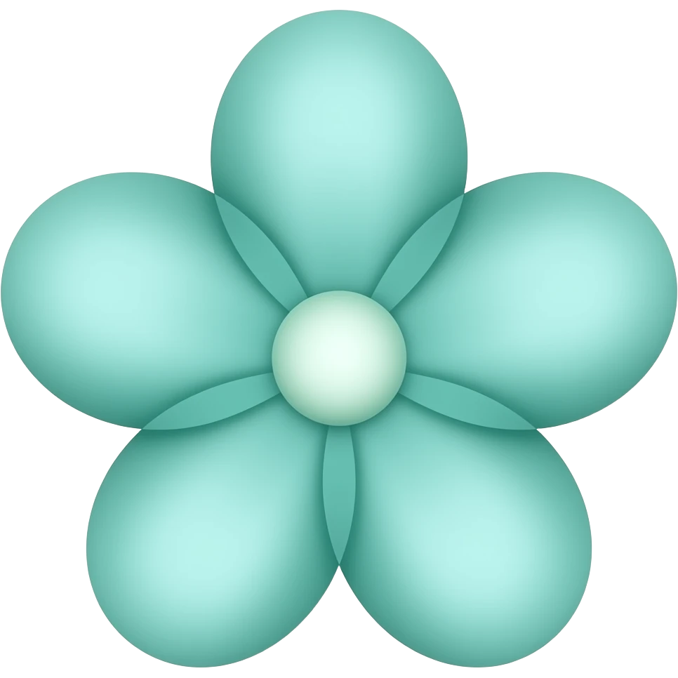 Light bluish teal flowers don't add any other colour emoji