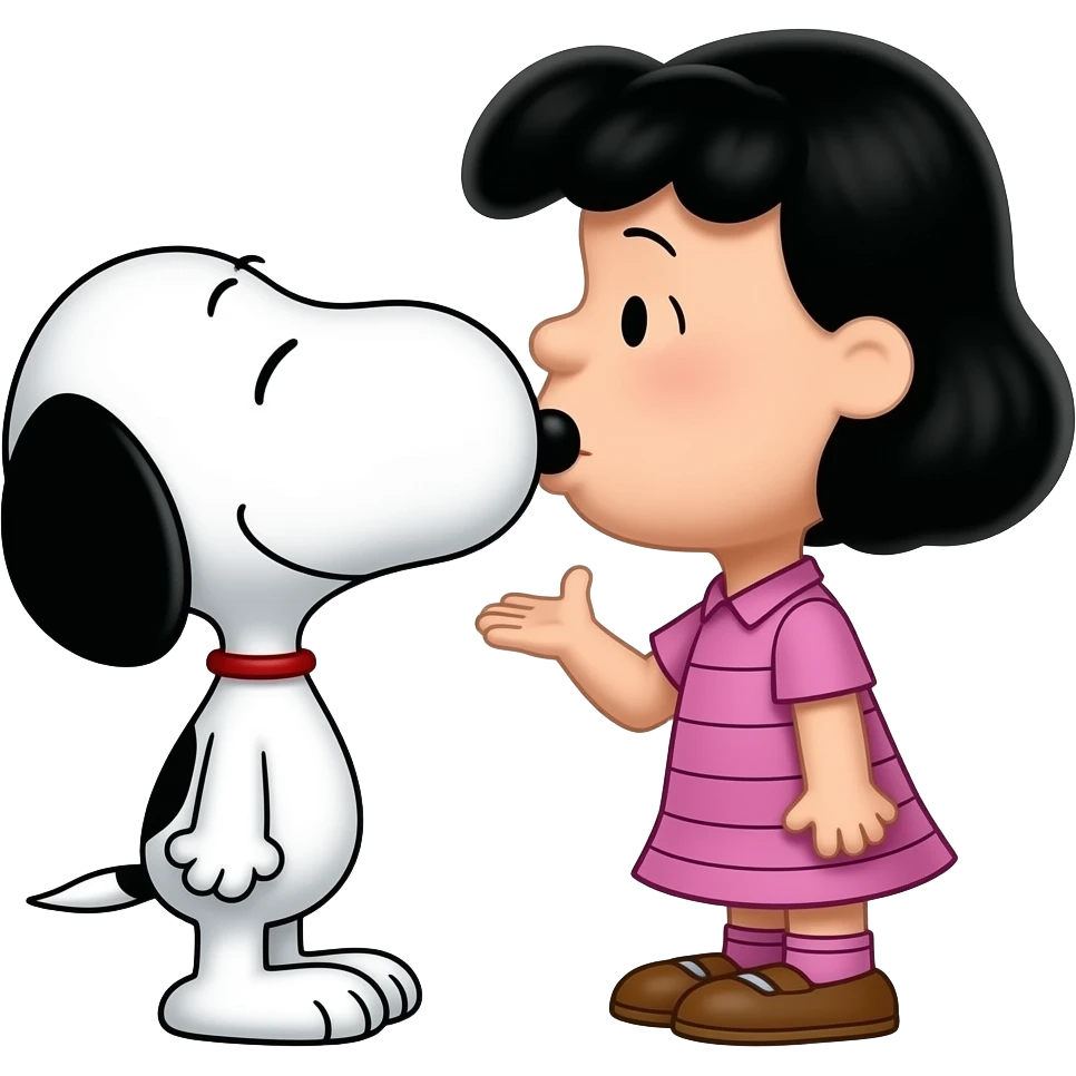 snoopy kissing lucy van pelt emoji