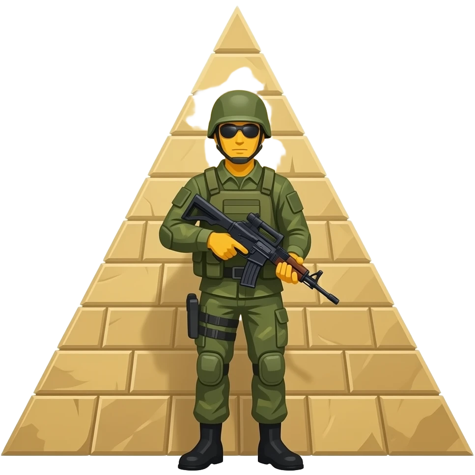minimal soldierpyramid yellow skin holding gun full body emoji