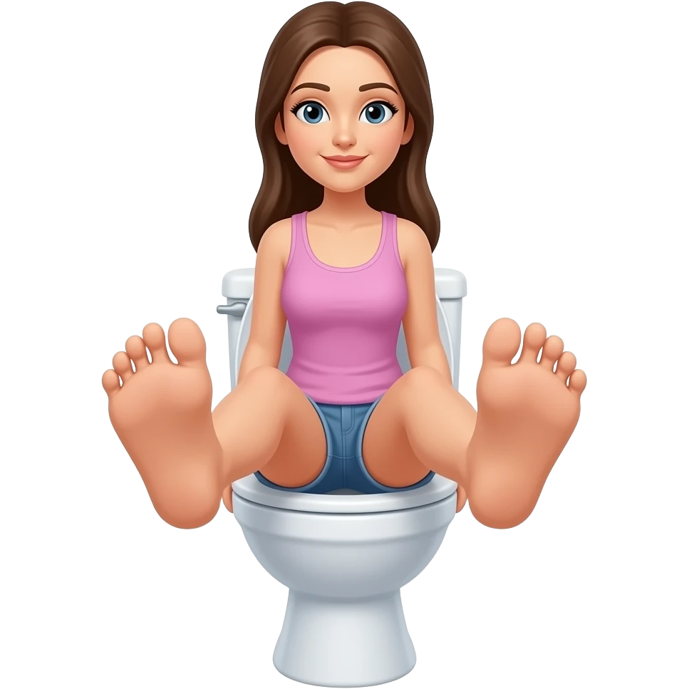 Woman on toilet raising her feet, front view emoji