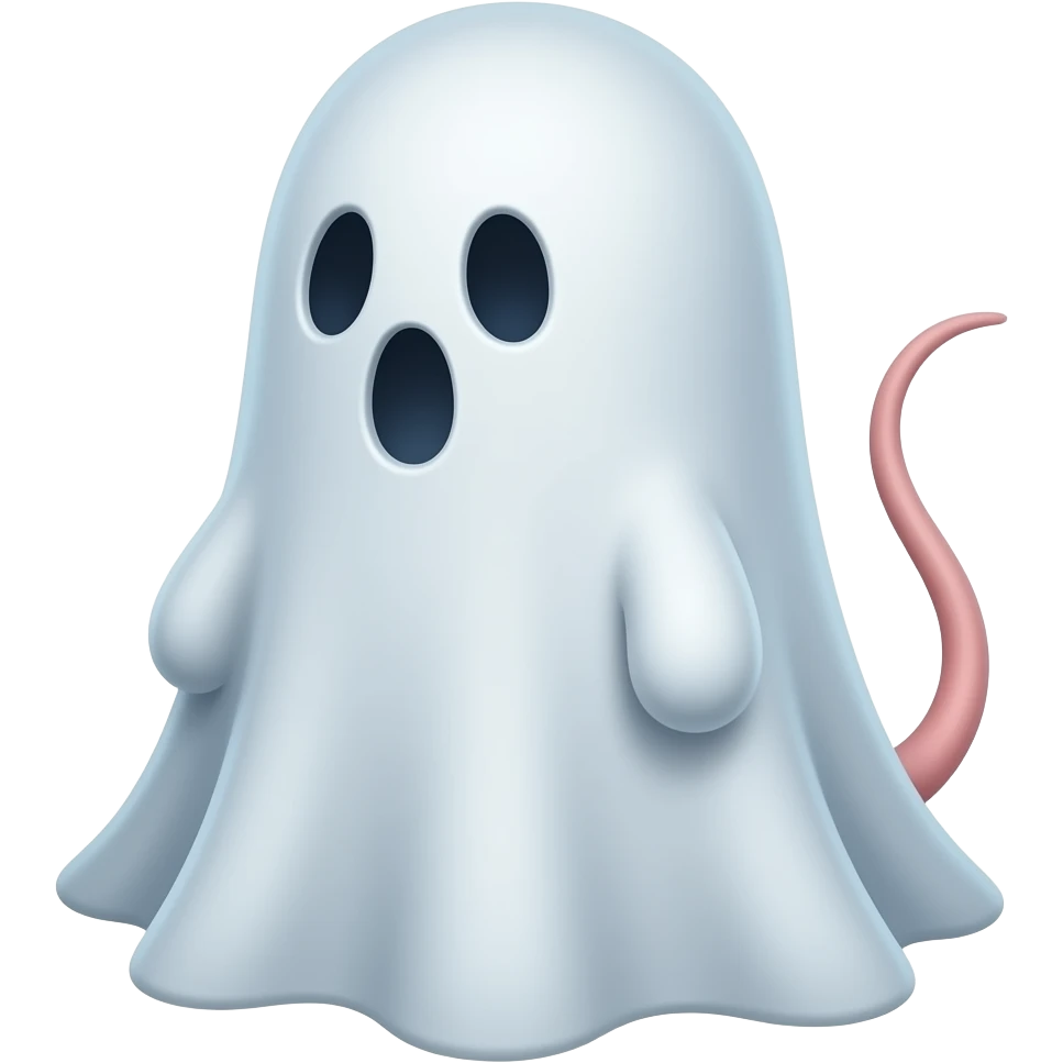 A ghost with a mouse tail emoji