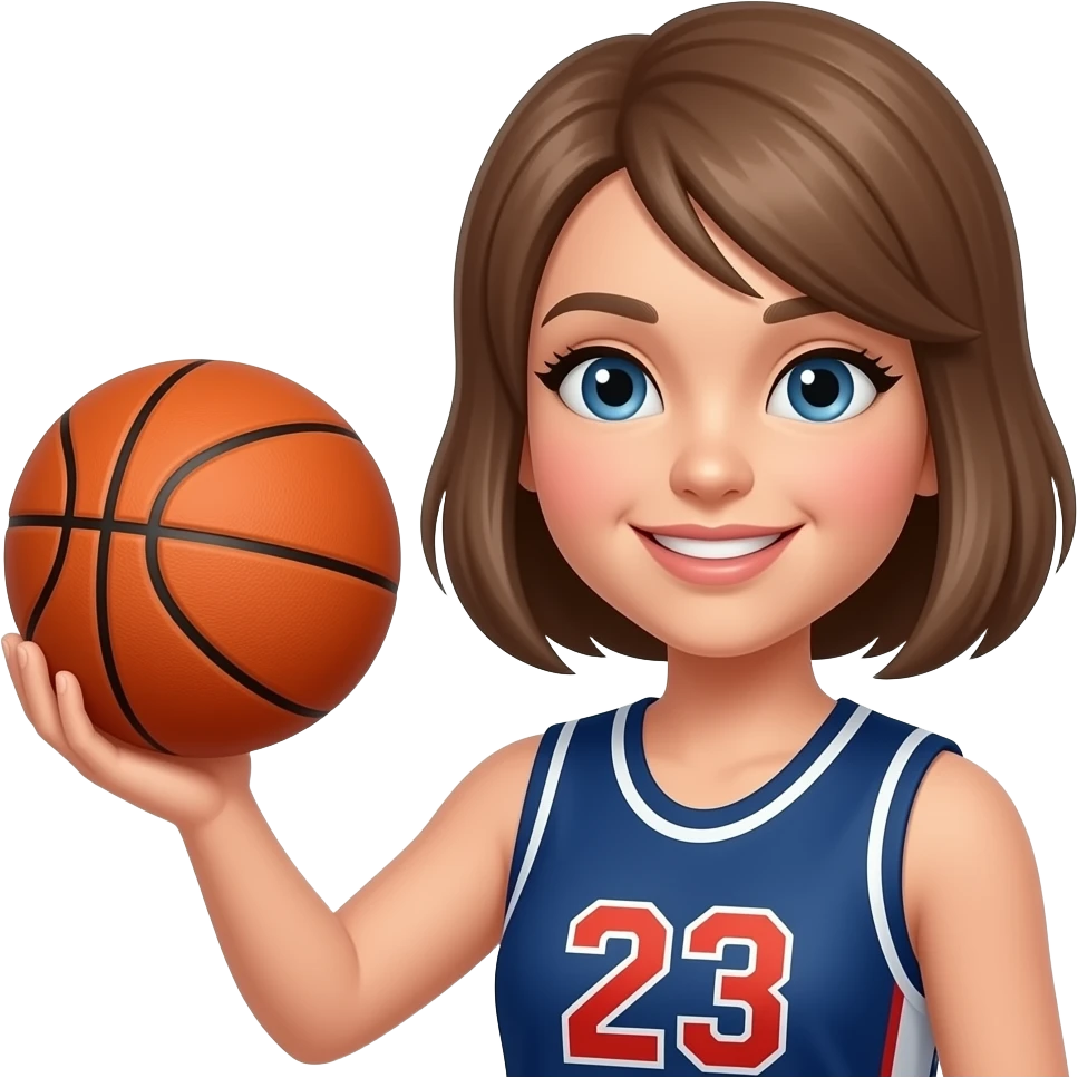 girl basketball player portrait hand holding ball emoji