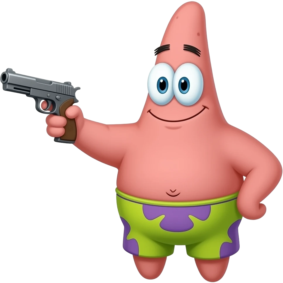 Patrick star with a gun emoji