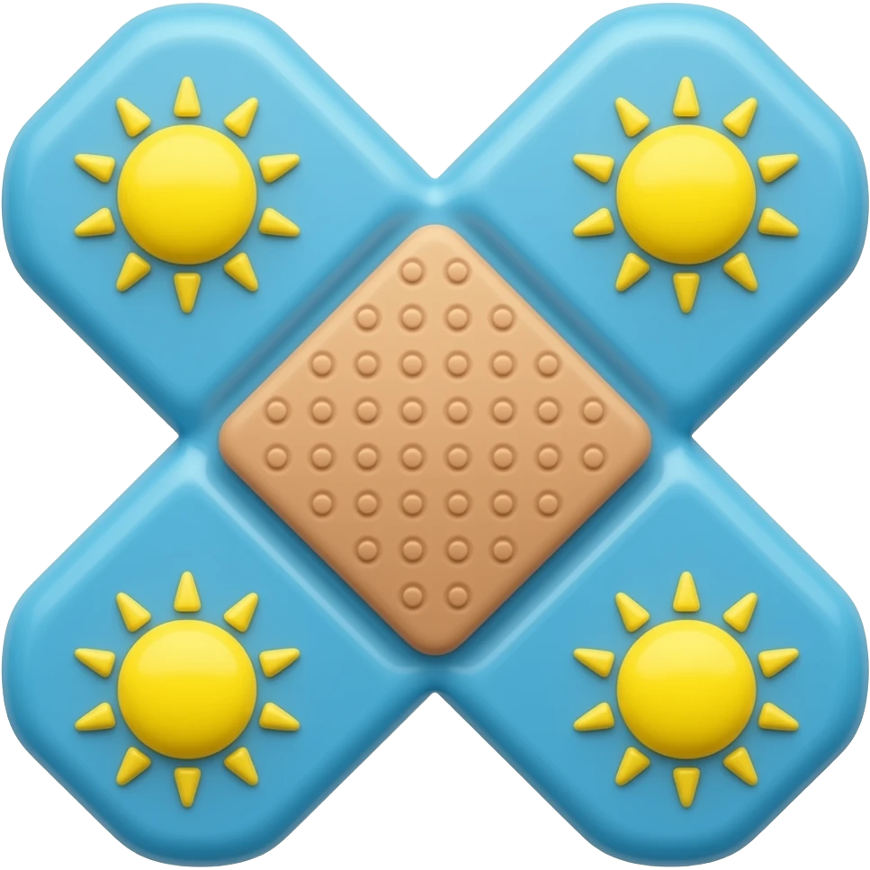 blue band aid with yellow suns on it emoji