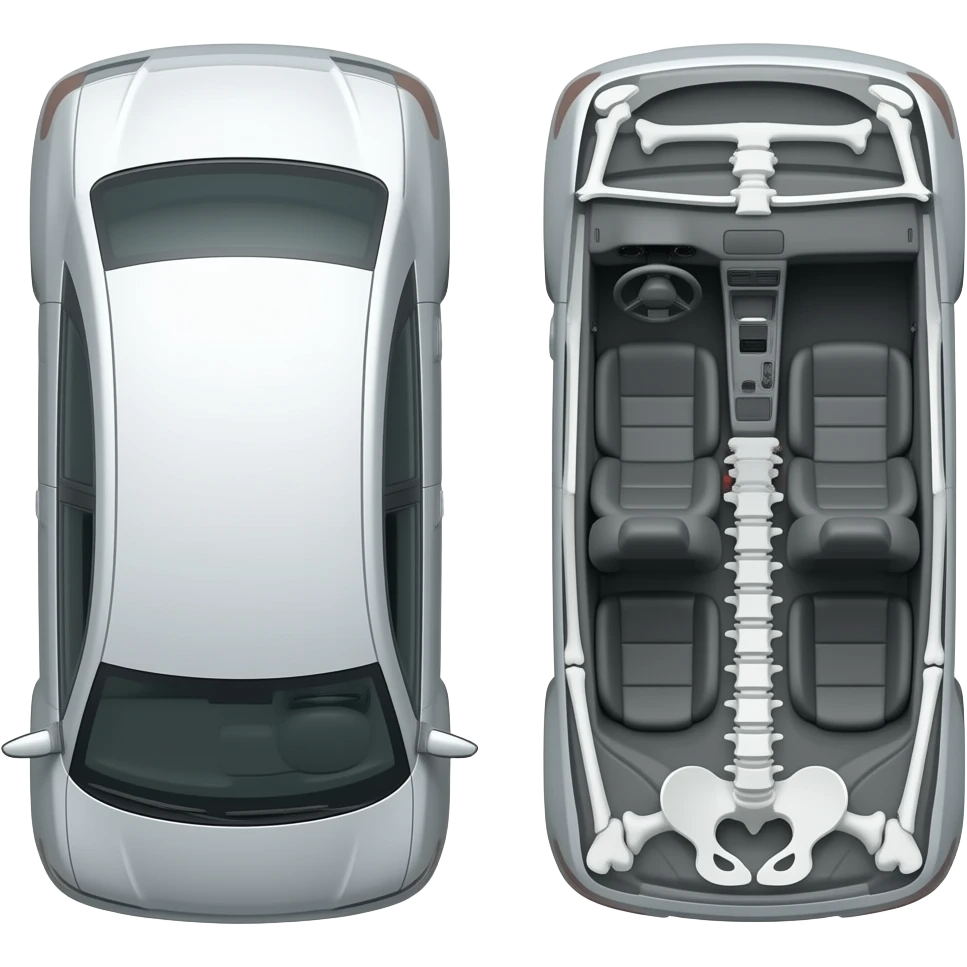 Outside and inside Skeleton car emoji