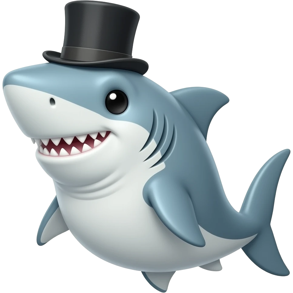 Shark with a top hat emoji