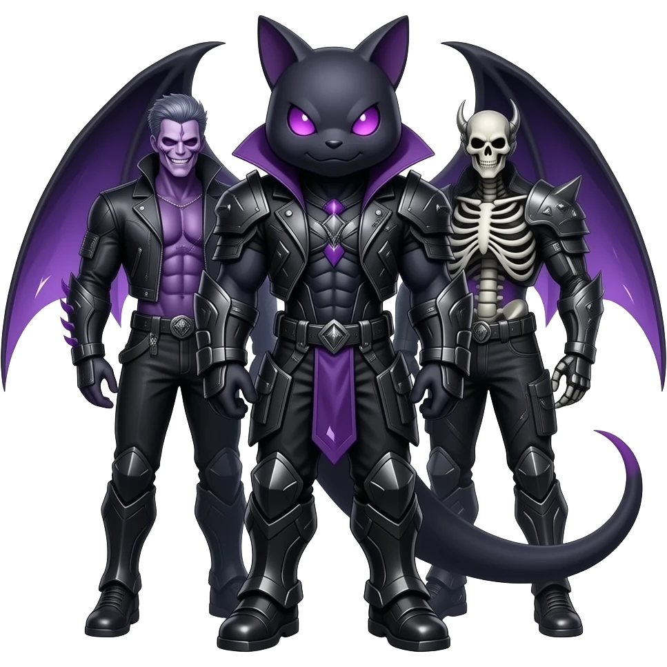 Shiny Badass Edgy Dark Evil Spectral Dusky Spooky Skeletal Cool Hot Stylish Handsome Duskull-Marowak-Darkrai-Genesect-Fakémon-fusion (full body) emoji