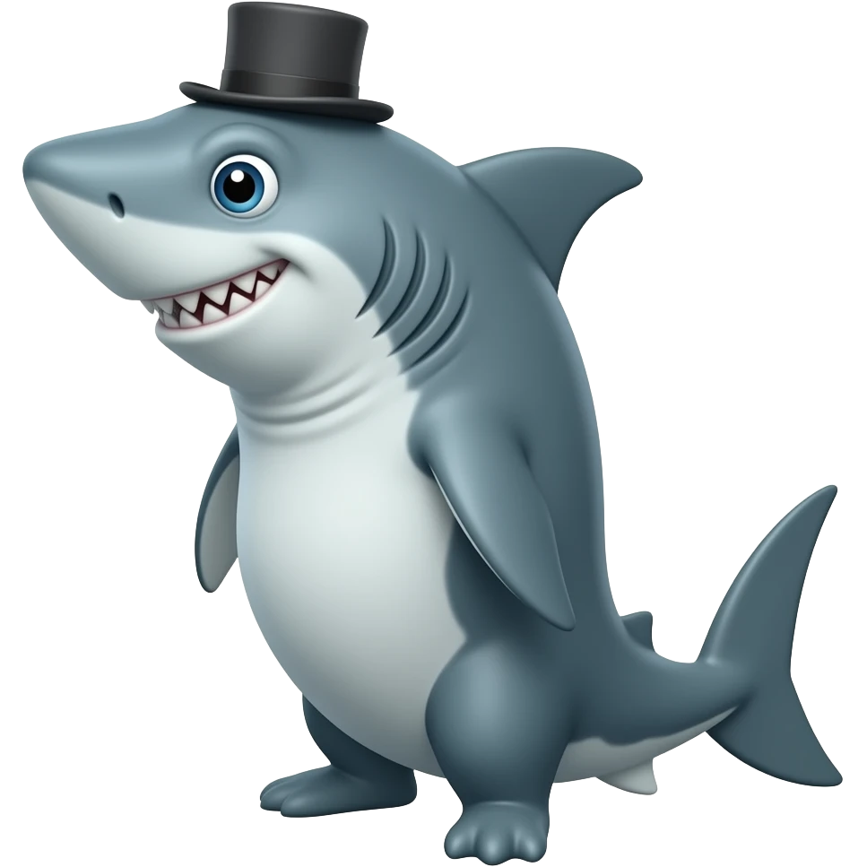 Shark with a top hat emoji