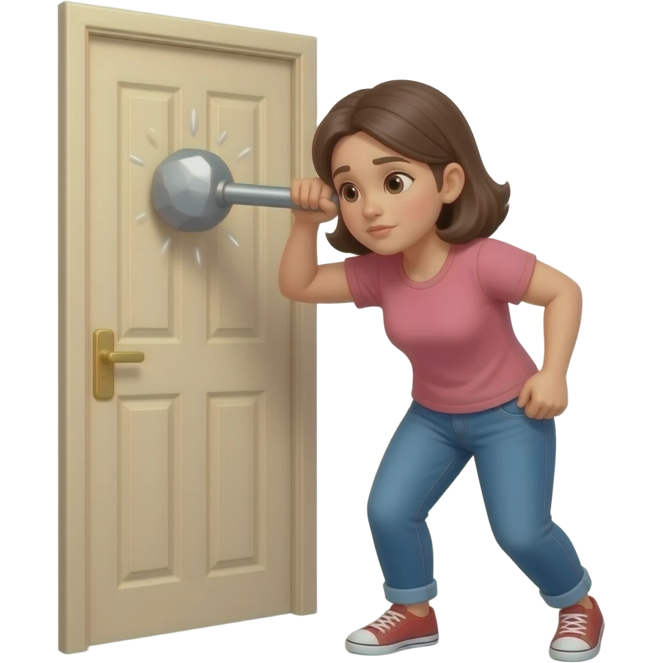 mulher batendo a cabeça numa porta emoji