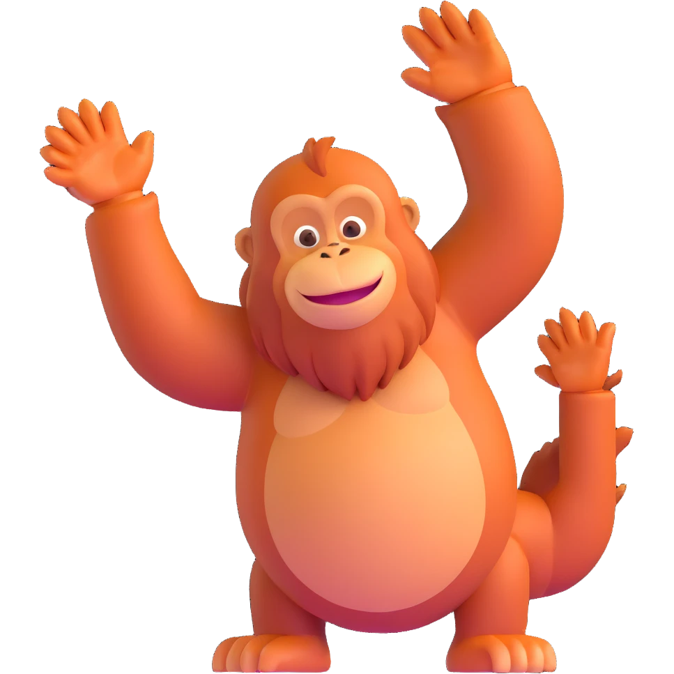 orangutan waving, playful pose emoji