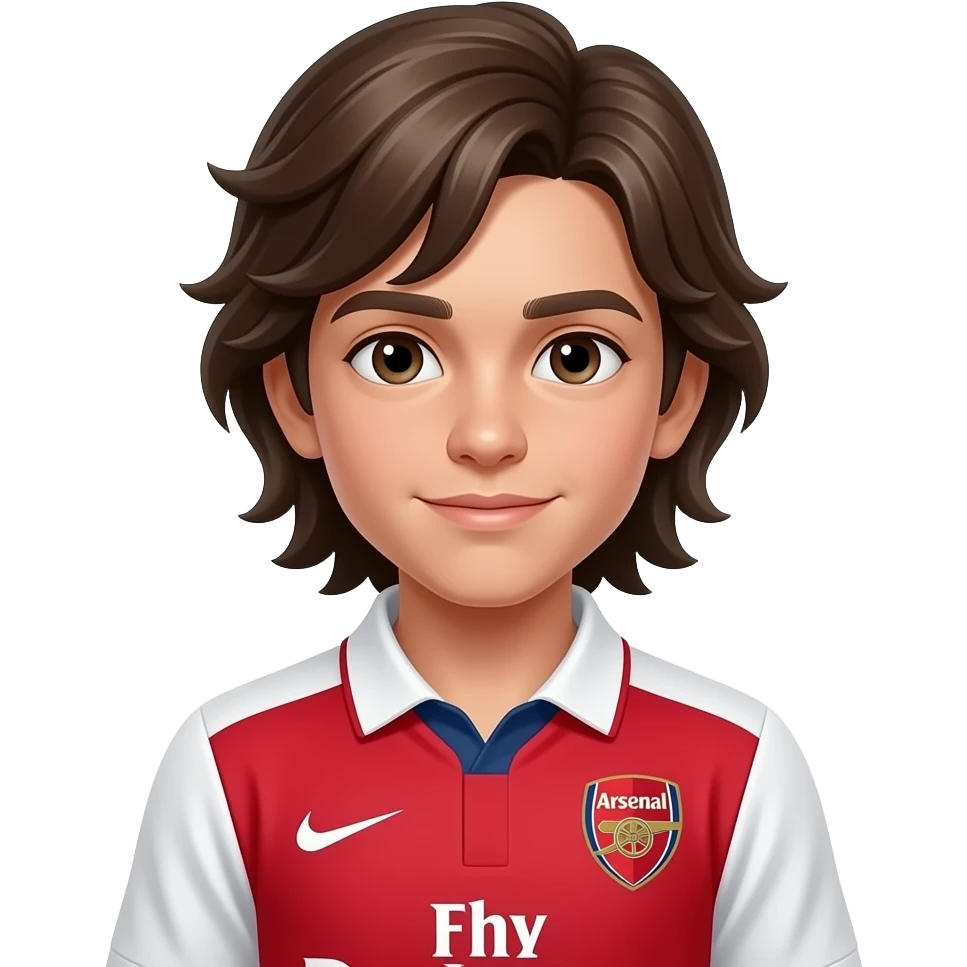 Young boy long hair Arsenal shirt emoji