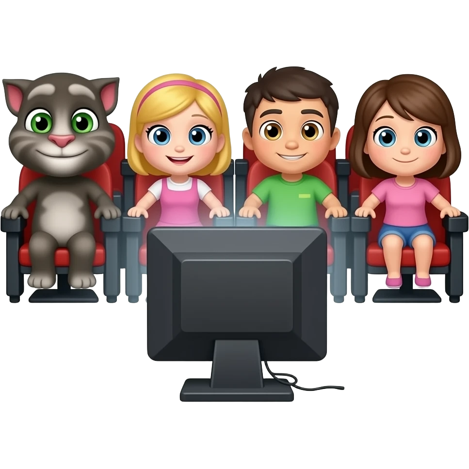 Cinema watching TV with Talking Tom and Talking Angela and Talking Ben and Talking Lulu animation emoji