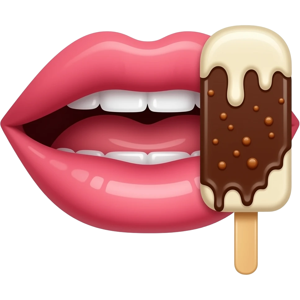 Boca sexi  y una paleta de helado y chocolate emoji