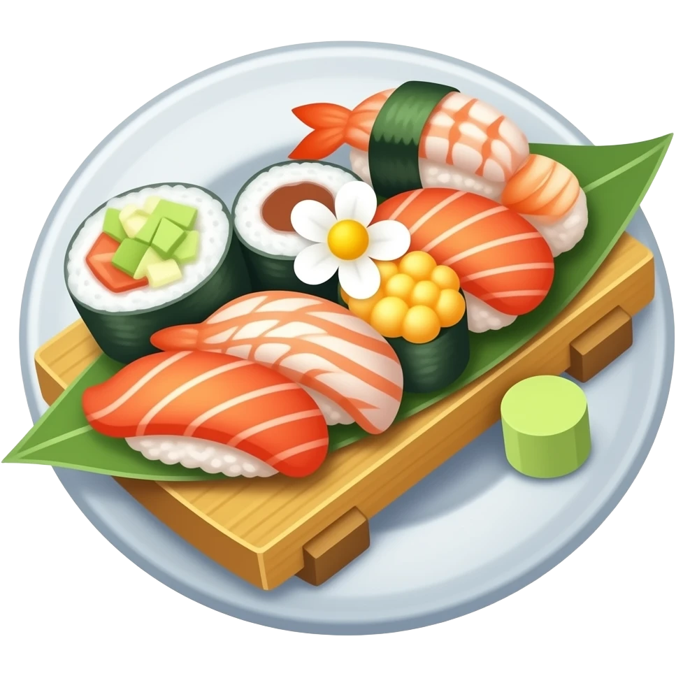 Sushi platter with flower on it emoji