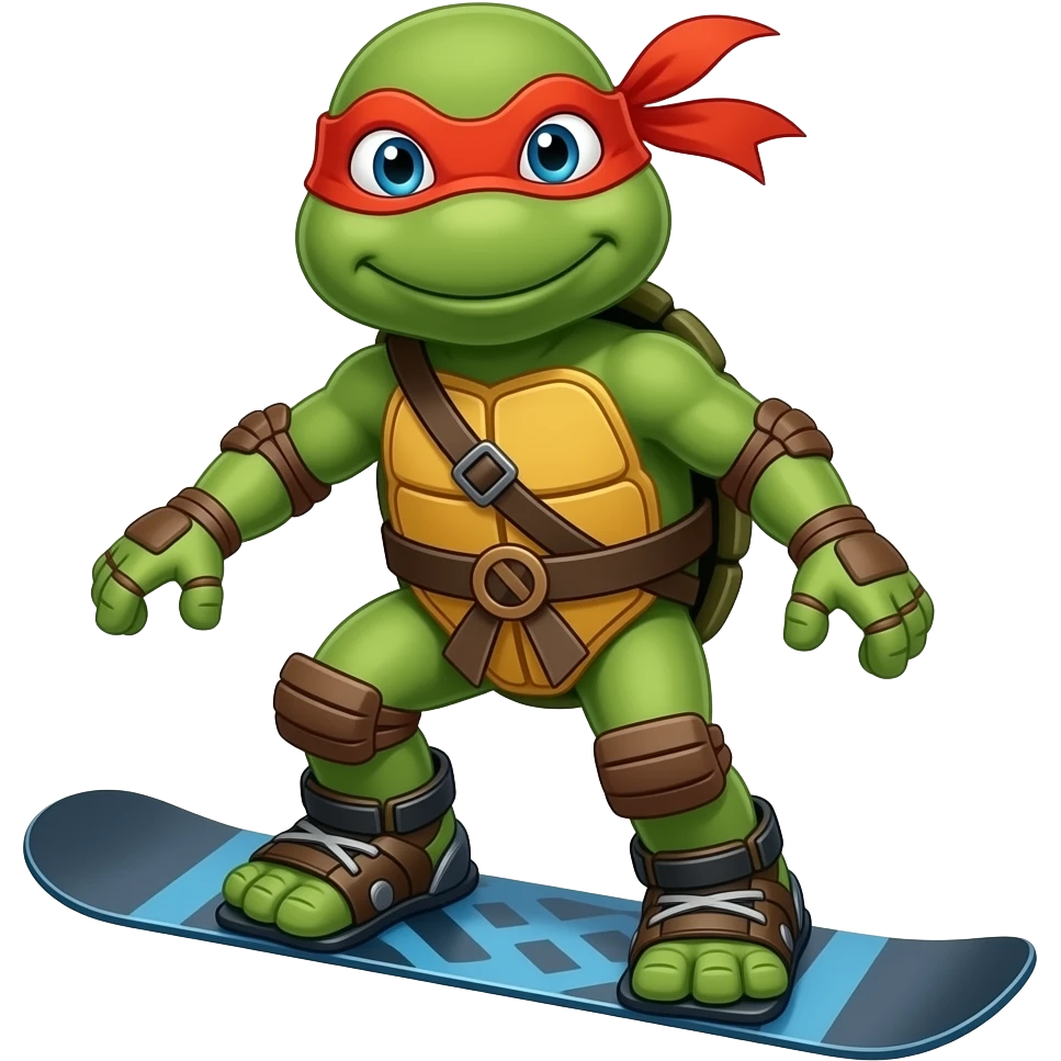 Ninja turtle snowboarding emoji