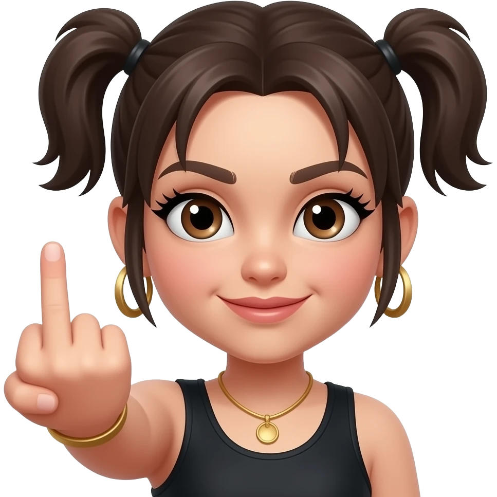 a baddie girl have long eyelash and showing middle finger emoji