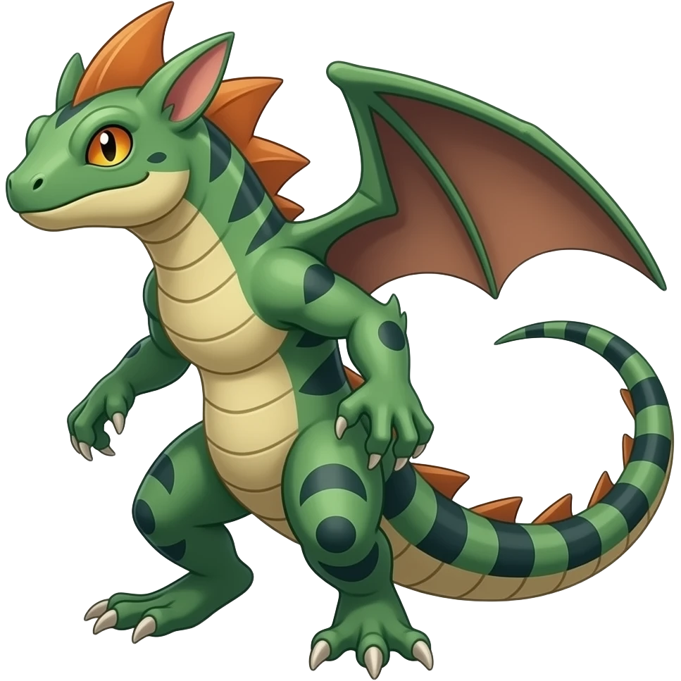 Lizard-Kecleon-Charmander-Charmeleon-Exveemon-Fakémon-hybrid, full body emoji