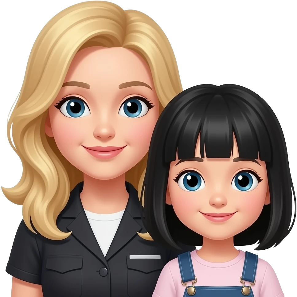 mãe loira e filha do cabelo preto emoji