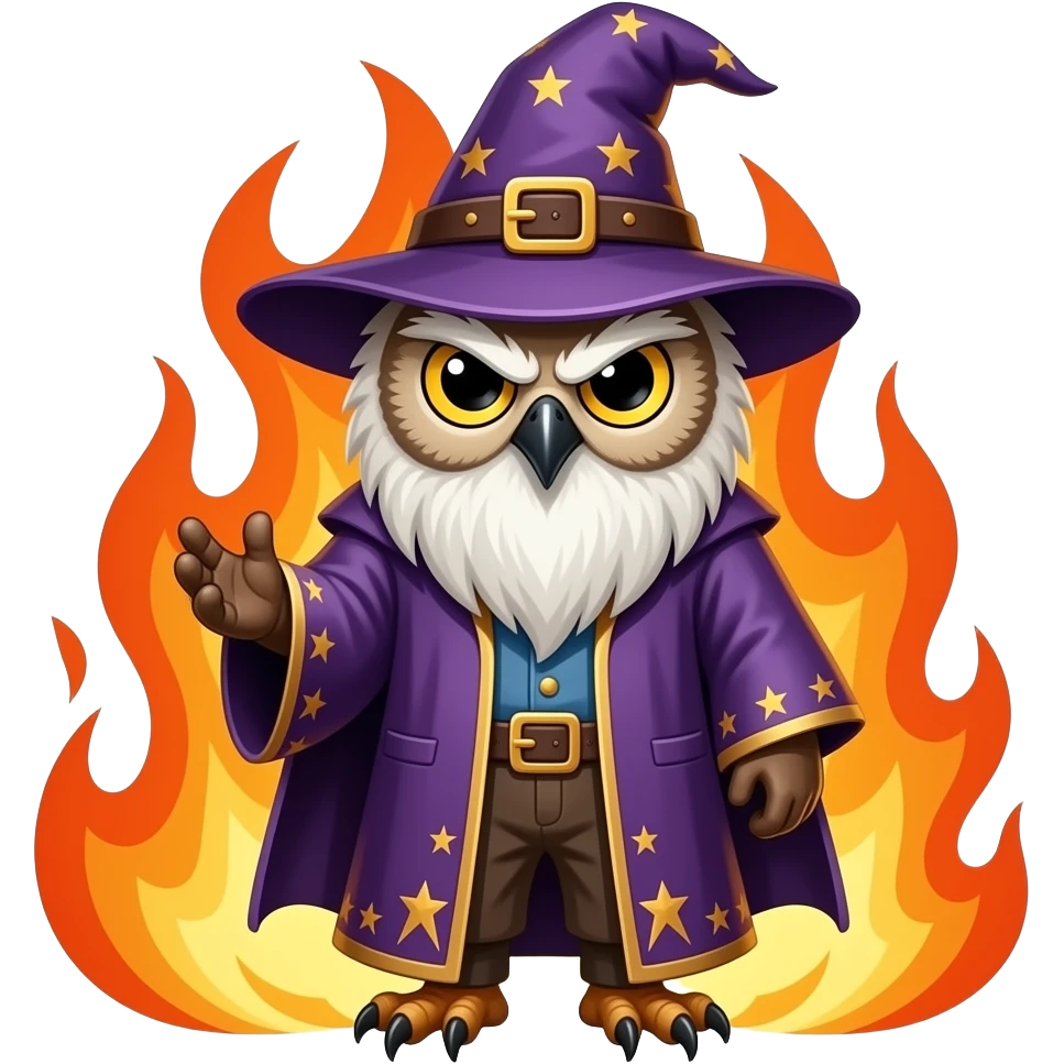 owl wizard angry fire emoji