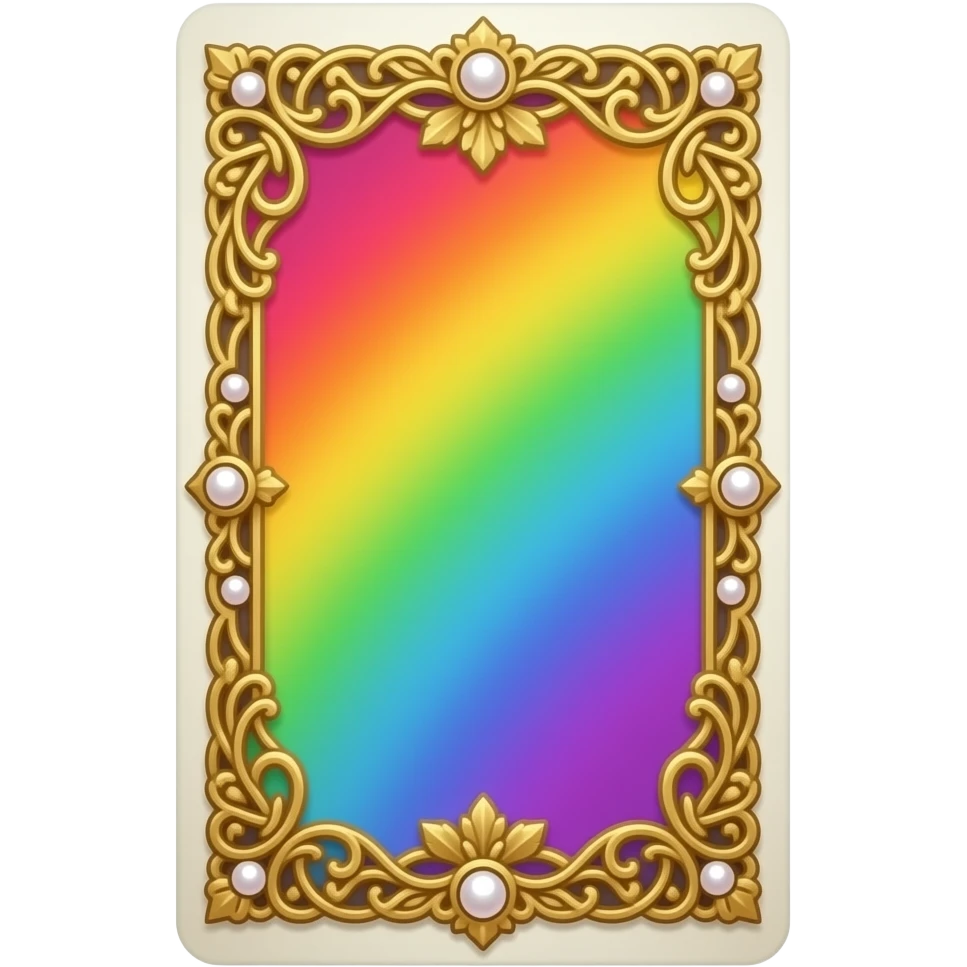 Tarot card, rainbow, gold and pearls embellishments, very decorated, gradient accents. emoji