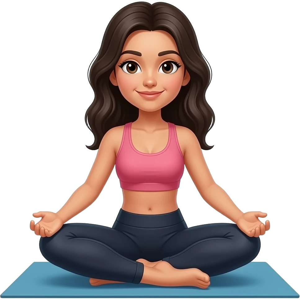 Pilates girl mat dark hair emoji