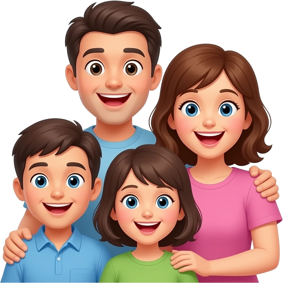 가족들이 웃으면서 놀라는 표정 emoji