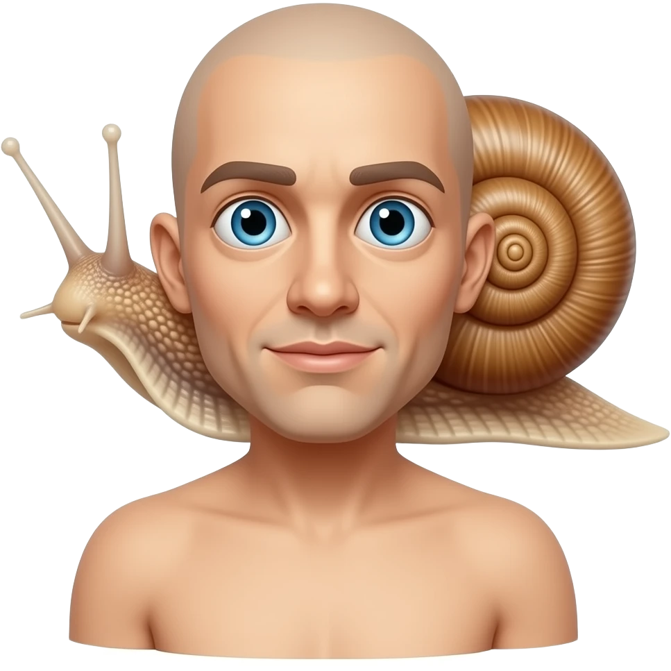 Human with no arms or legs eyes popped out snail emoji