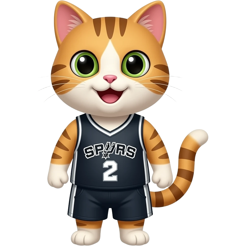 a happy cat wearing a spurs jersey emoji
