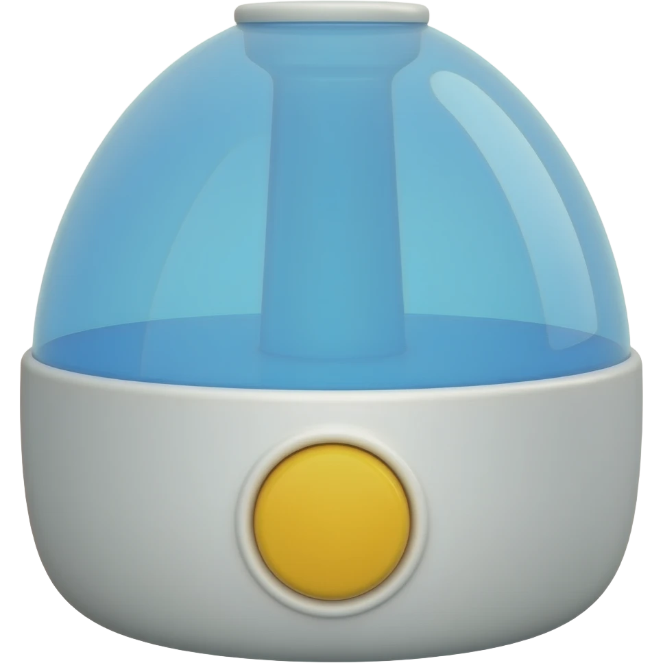 создай 3д иконку увлажнителя с желтой кнопкой, стиль реализм emoji