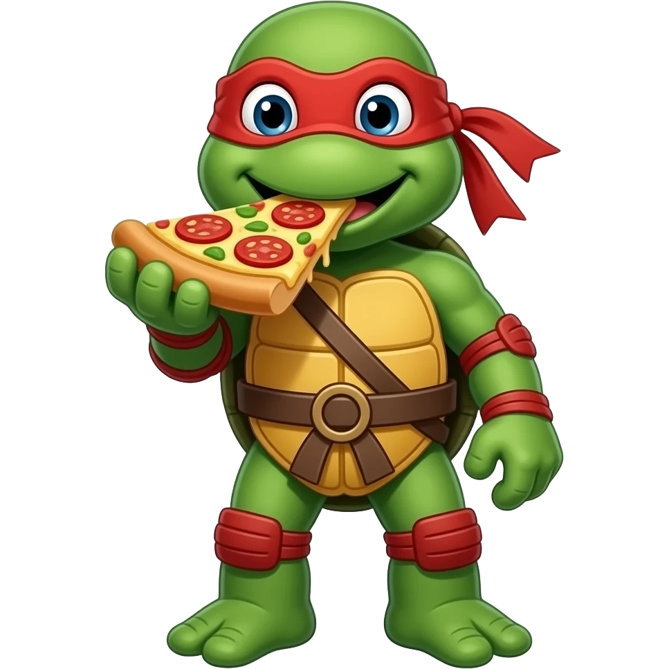 Ninja turtle eating a pizza emoji