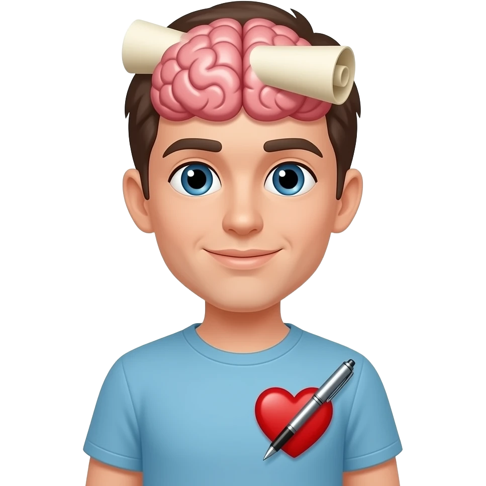 it will be a person and a scroll will be on their brain, and a pen will be on their heart emoji