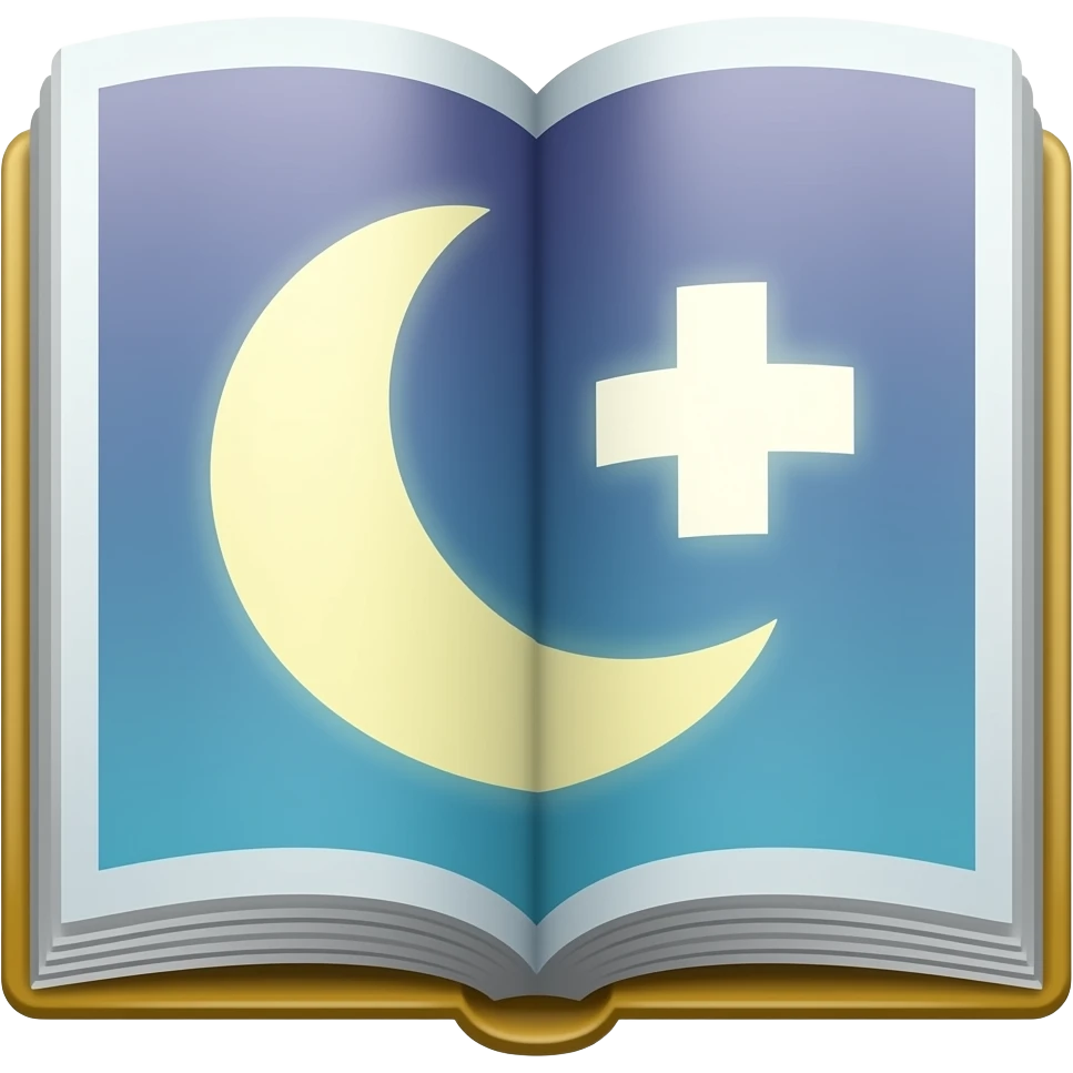 create an emoji of book plus moon plus + symbol. try to make the book ...