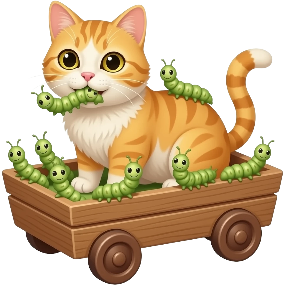 Caterpillars in the cats cart emoji