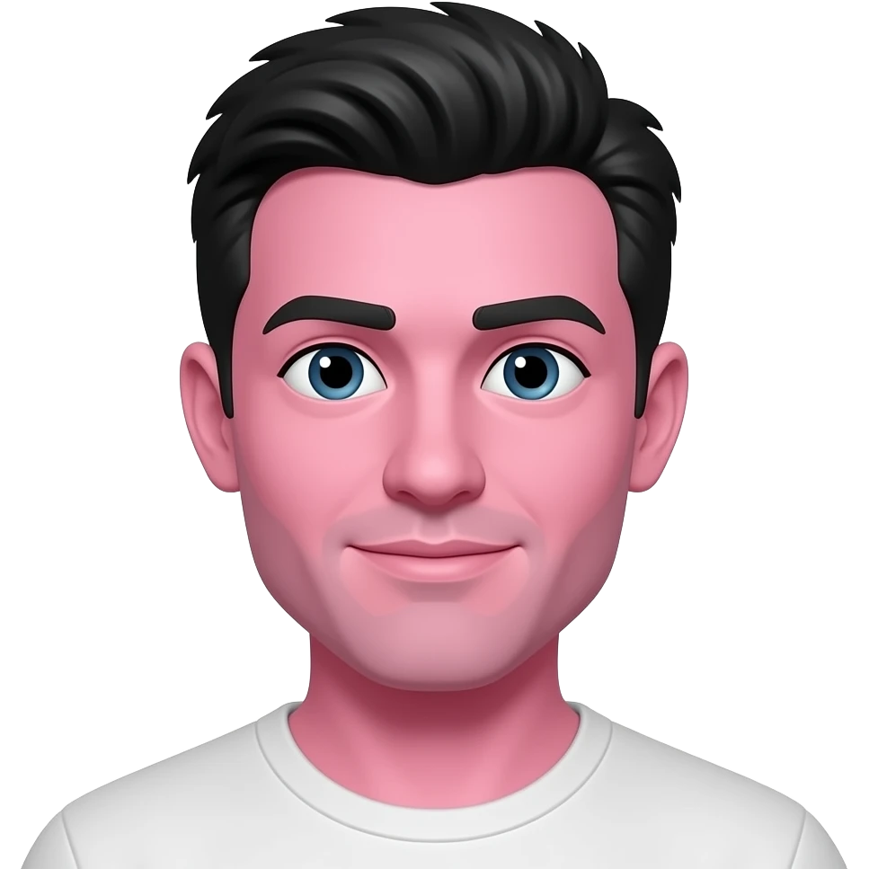 Man with pink skin and black hair emoji
