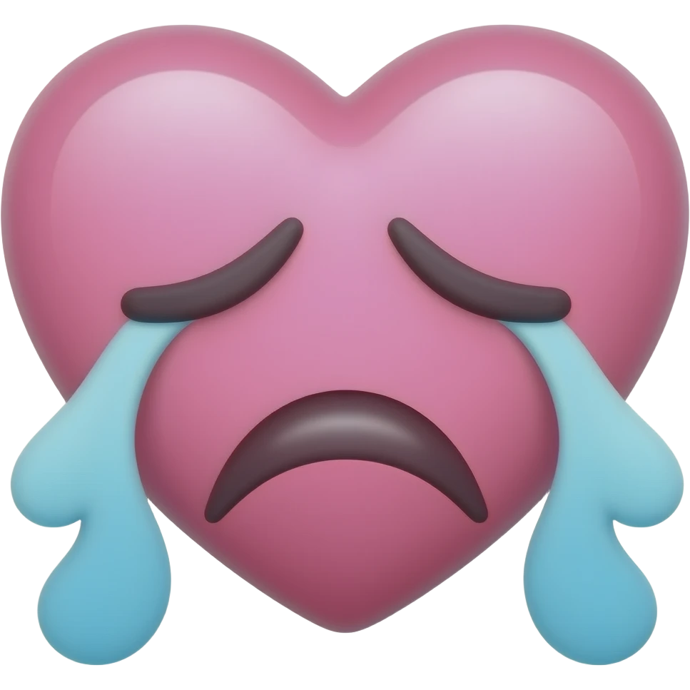 Crying face with a pink heart emoji