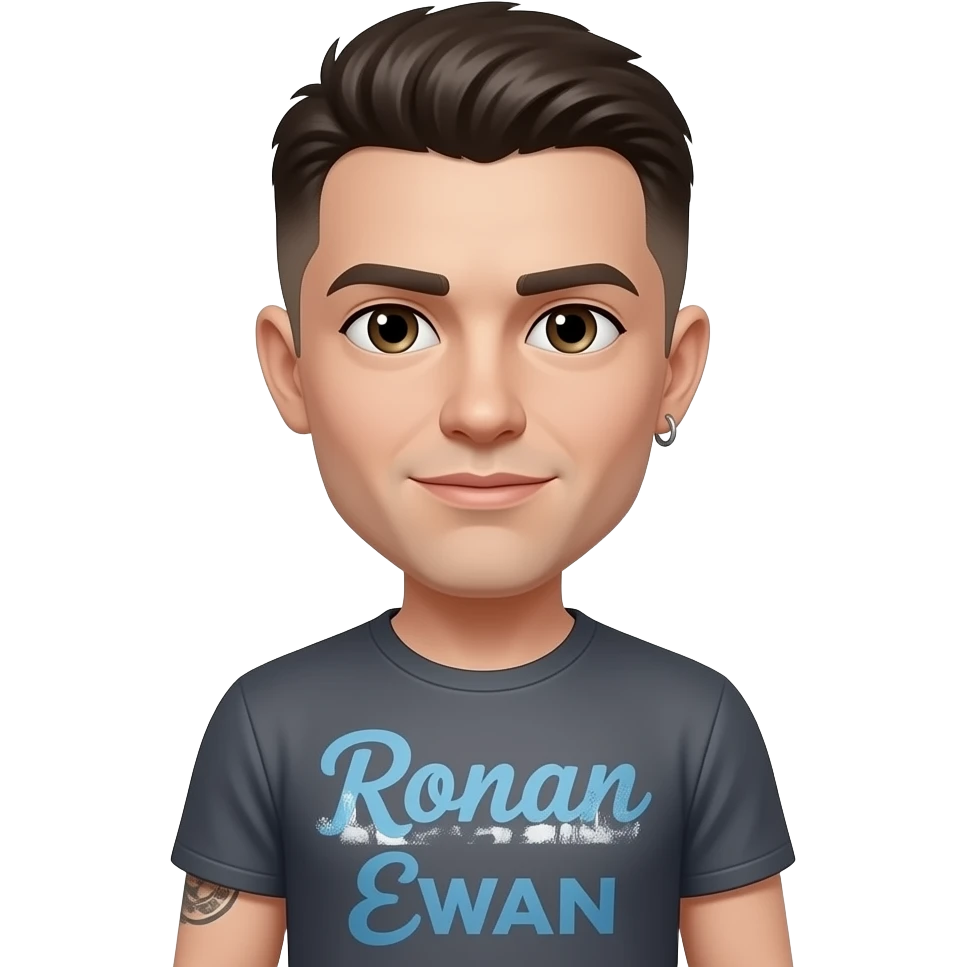 RonanEwan tatto small hair and ear ring emoji