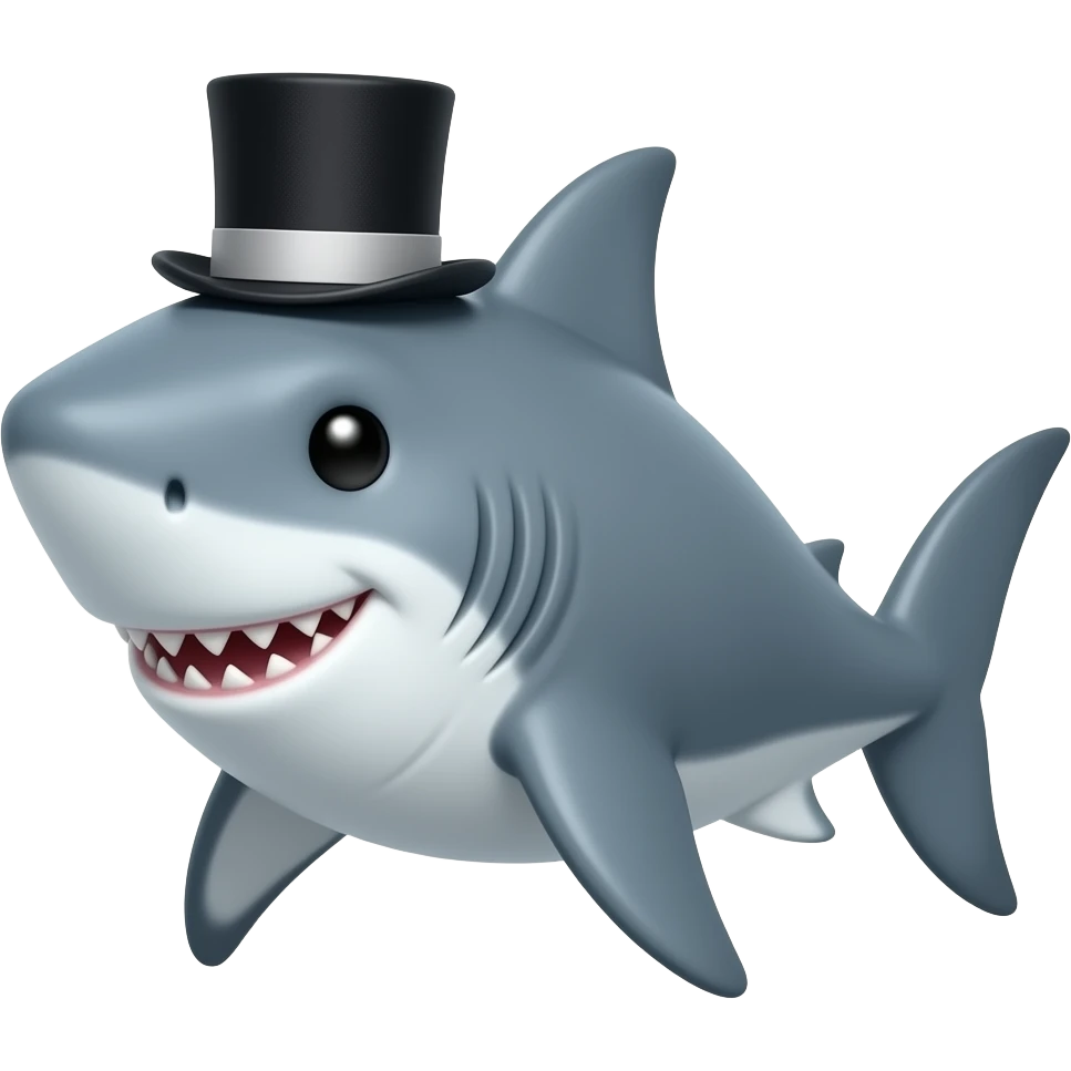 Shark with a top hat emoji