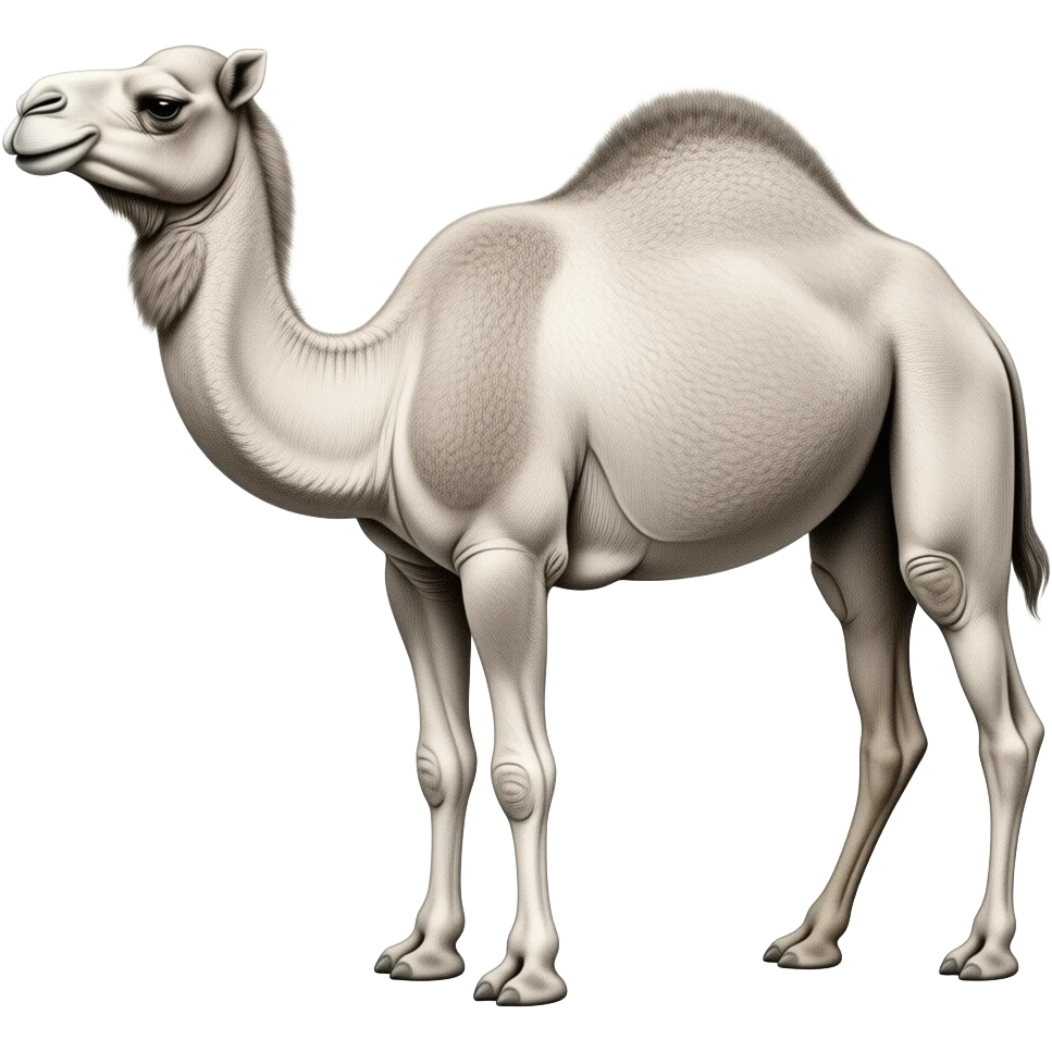 Dromadaire crayon fin blanc emoji