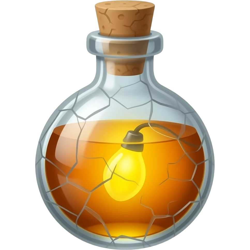 Yellow Fairy Light potion, old oil bottle. sparkling glow inside emoji
