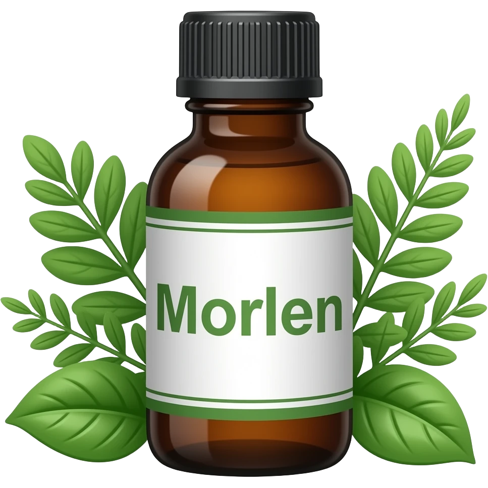 plant based medicine bottle called morlen emoji