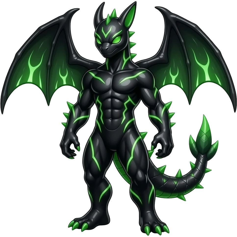 Shiny edgy spiky oily poisoned black with neon-markings Salandit-Salamence-Ekans-Seviper-Rapidash-Salazzle-Fakemon-hybrid emoji