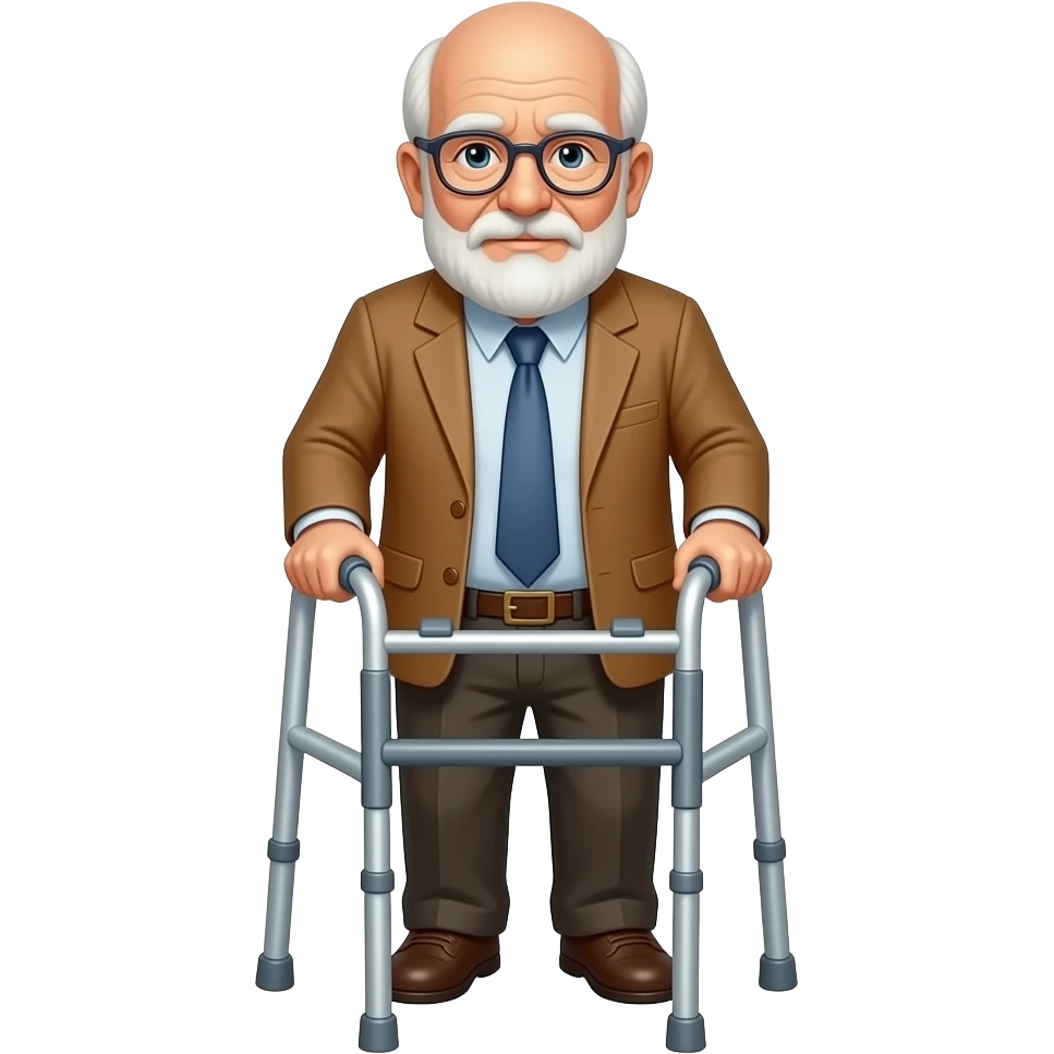 Old bald man with a walker emoji