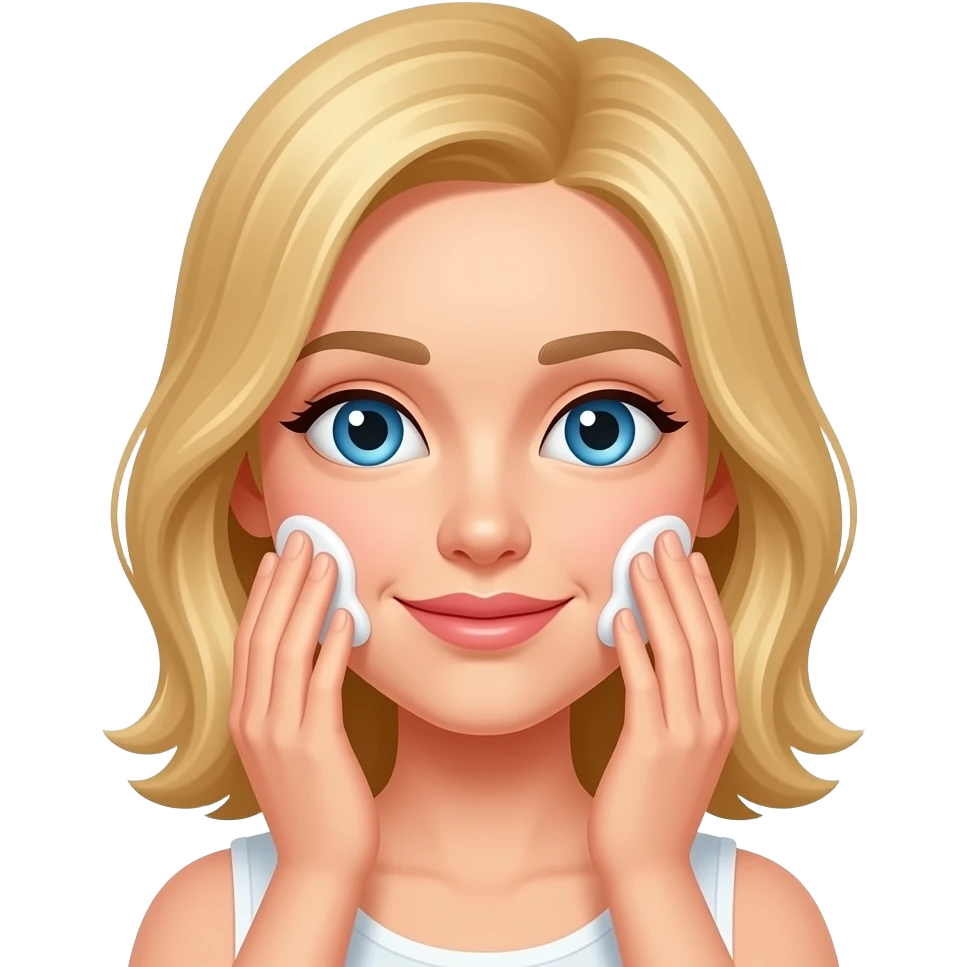 Automassage sur les deux joues, fille cheveux blond emoji