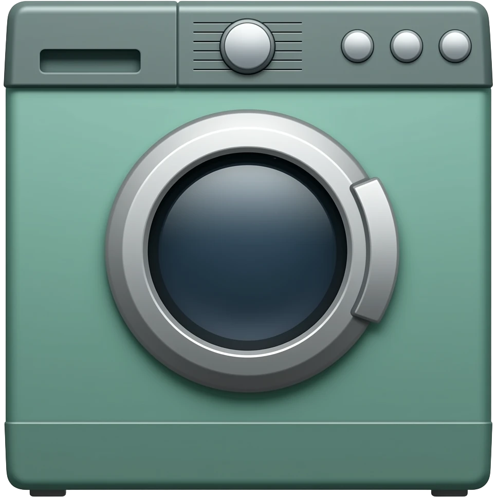 dark green washing machine with laundry emoji