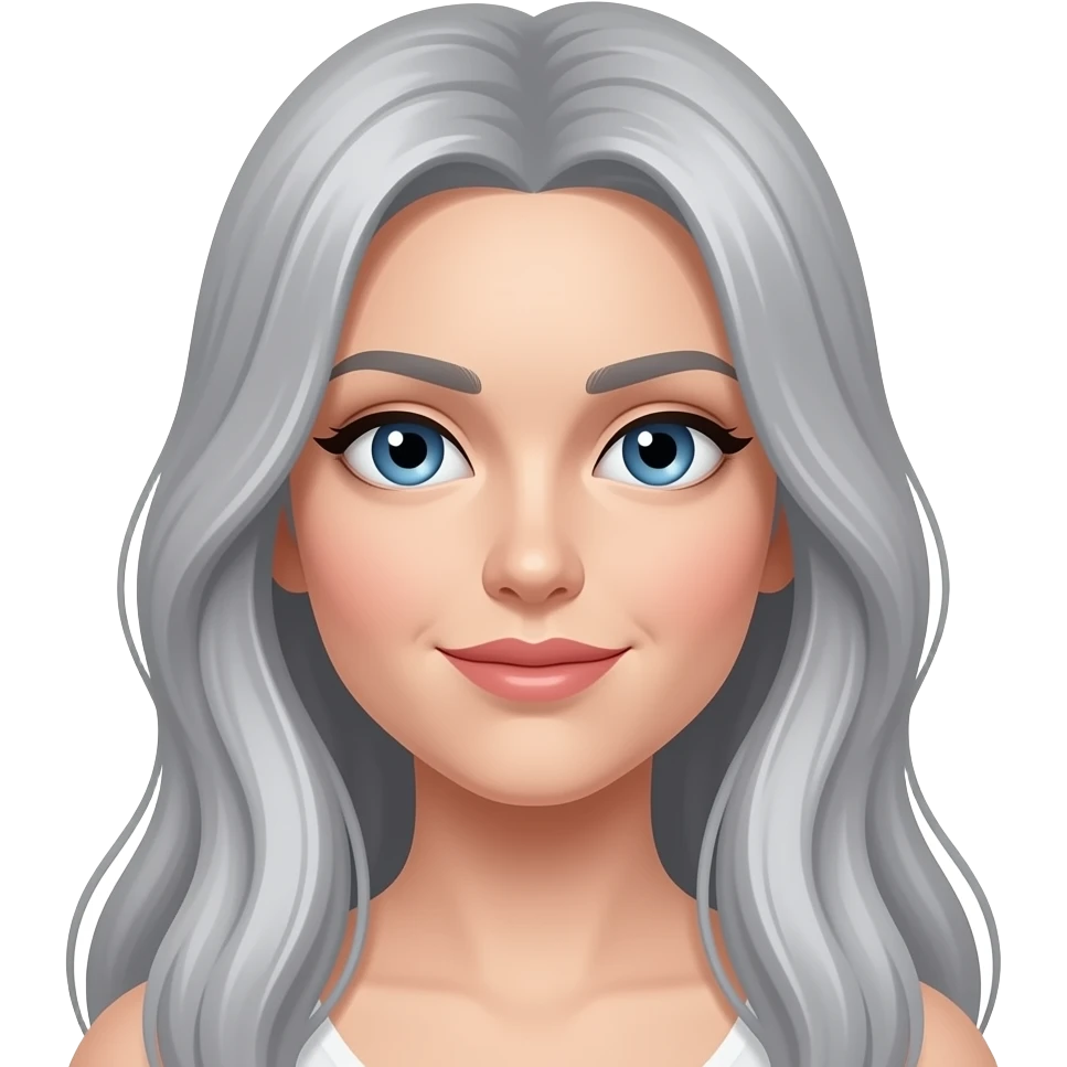 Long Gray light hair taichi blue eye lady emoji