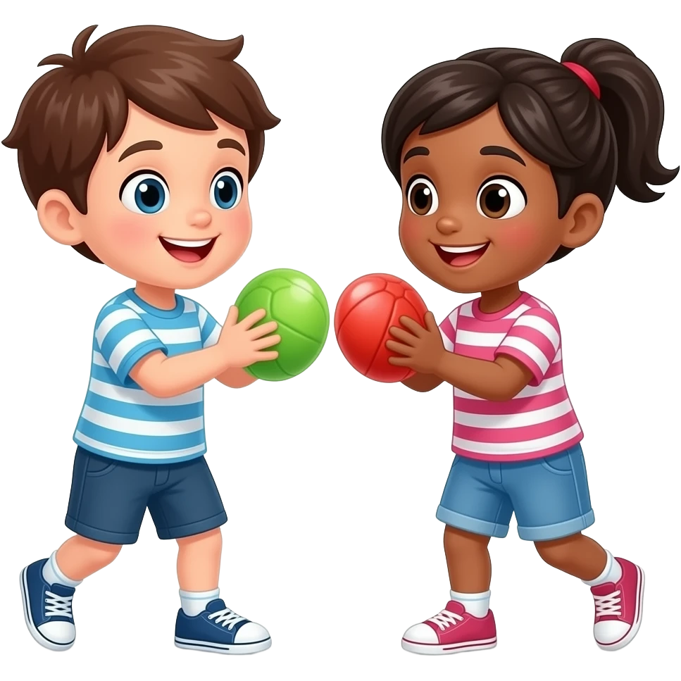 2 children different races playing emoji